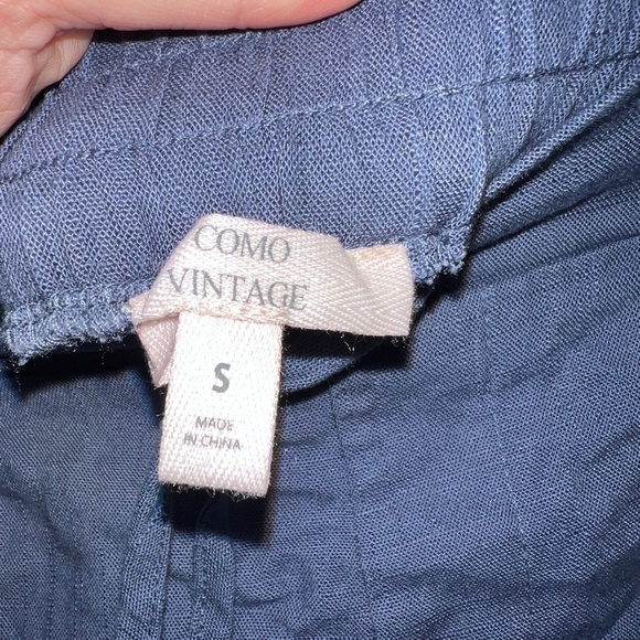 NEW Como Vintage Blue Linen Blend High Rise Shorts women's size small - Picture 2 of 4